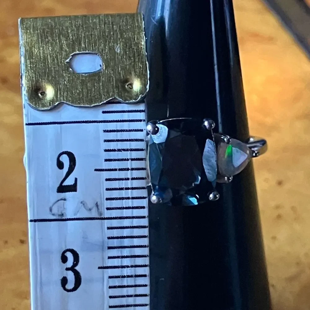 London Blue Topaz Ethiopian Opal Sterling Silver Ring Size 5.75